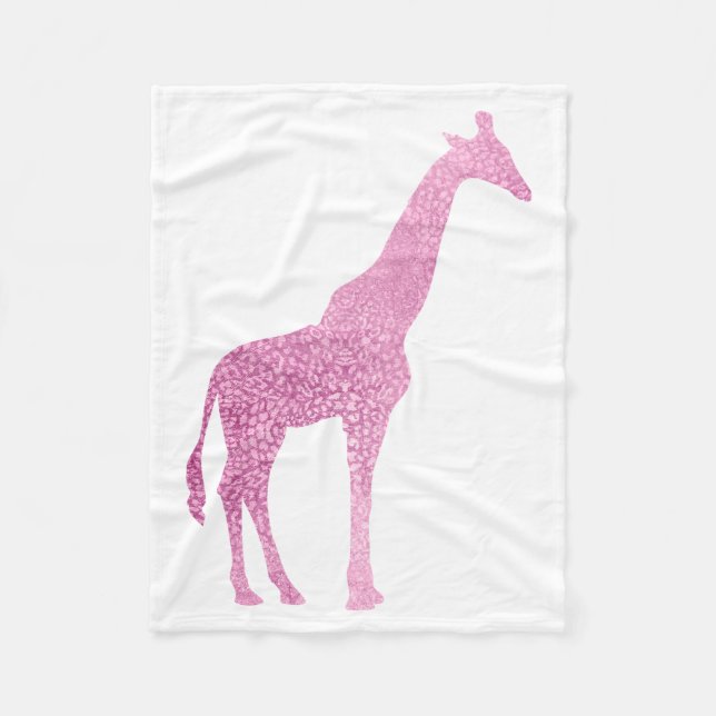 Pink Giraffe Fleece Blanket (Front)