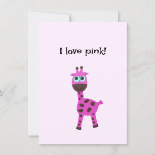 Pink giraffe holiday card