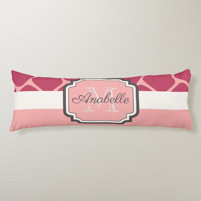 Pink Giraffe Pattern Body Pillow (Front)
