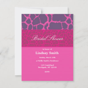 Pink Giraffe Pattern Bridal Shower Invitation