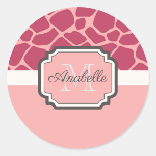 Pink Giraffe Pattern Classic Round Sticker