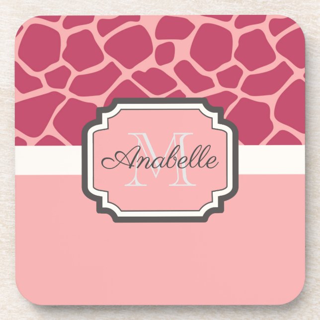 Pink Giraffe Pattern Coaster (Front)