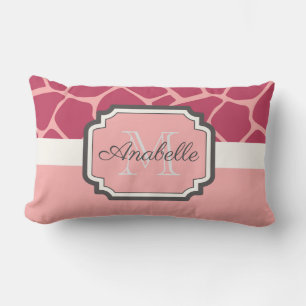 Pink Giraffe Pattern Lumbar Pillow