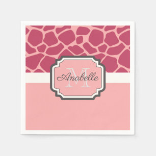 Pink Giraffe Pattern Napkin