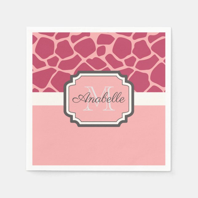Pink Giraffe Pattern Napkin (Front)