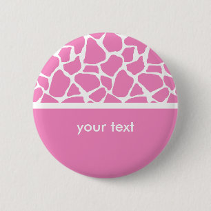 Pink Giraffe Print Customizable Button
