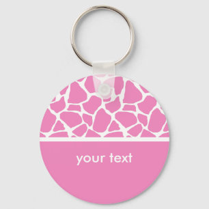 Pink Giraffe Print Customizable Key chain