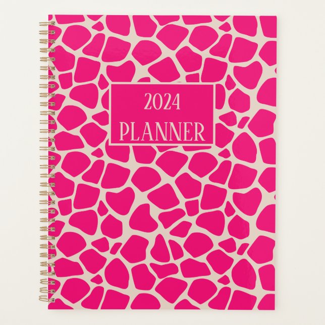 Pink Giraffe Print Pattern Planner (Front)