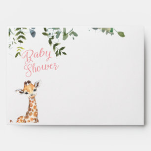 Pink Giraffe Safari Baby Shower Envelope