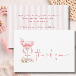 Pink Girl A Tini One Is On The Way Chic Neutral Thank You Card