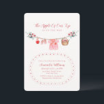 Pink Girl Apple Of Our Eye Clothesline Baby Shower Invitation<br><div class="desc">Cute adorable cottagecore apple of our eye baby shower theme, Harvest baby shower theme, farmers market baby shower theme, design feature pastel pink preppy watercolor apple harvest floral in rustic autumn season, baby clothesline, apple basket, baby clothes, baby shoes, with "The apple of our eye is on the way" text,...</div>