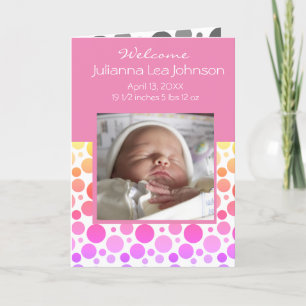 Pink Girl Baby Arrival Announcement