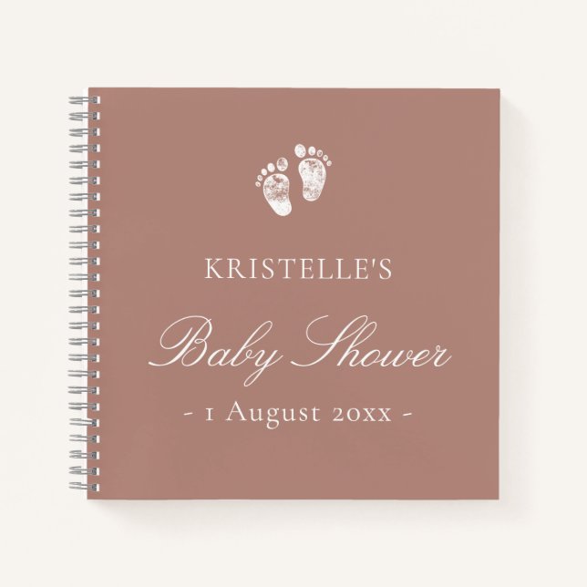 Pink Girl Baby Footprint Baby shower Livre d'invit (Devant)