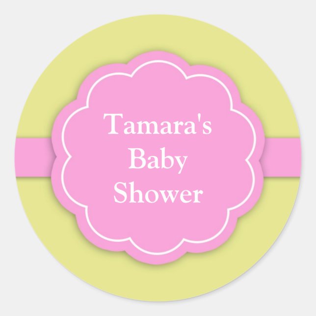 Pink Girl Baby Shower Stickers (Front)