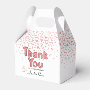 Pink Girl Balloon Text Confetti Thank You  Favor Box