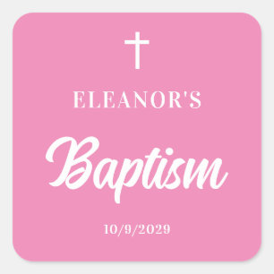 Pink Girl Baptism  Square Sticker
