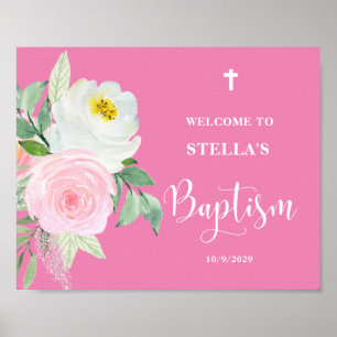 Pink Girl Baptism Welcome  Poster
