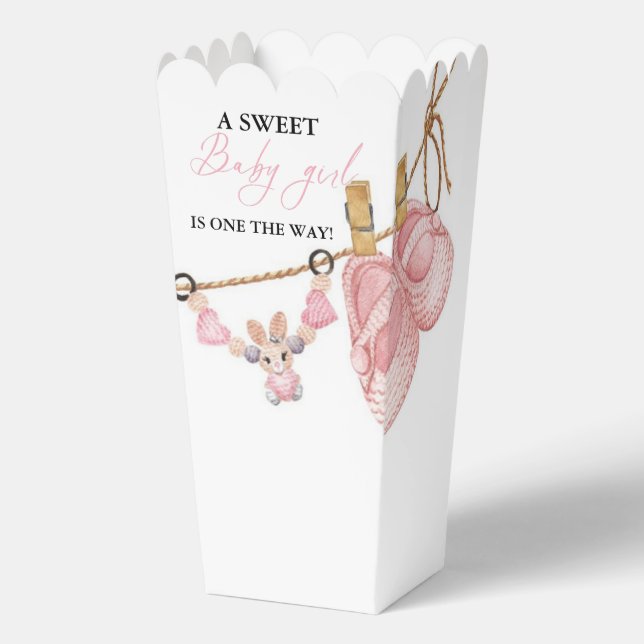 Pink Girl Bohemian Clothes Baby Shower Favor Box (Front)
