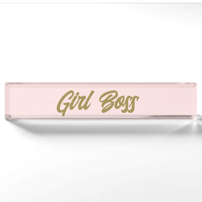 Pink Girl Boss  Desk Name Plate (Front)