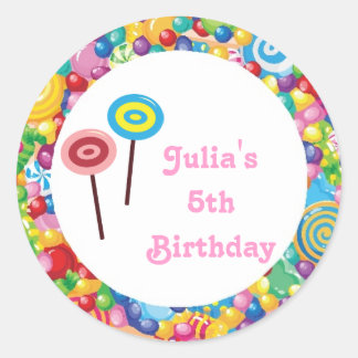 Pink Girl Candy Shop Birthday Party Favour Labels