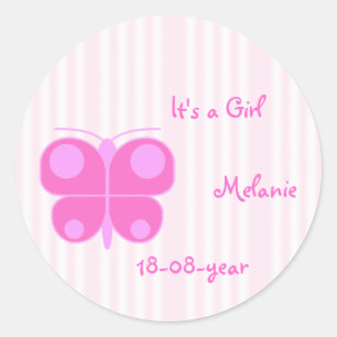 pink girl classic round sticker