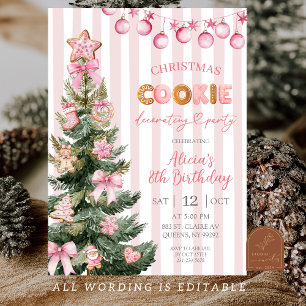 Pink Girl Cookie Decorating Party Birthday Invitation