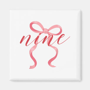 Pink Girl Coquette Bow 9 Year Old 9th Birthday Par Magnet