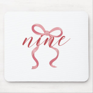Pink Girl Coquette Bow 9 Year Old 9th Birthday Par Mouse Pad