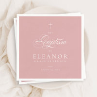 Pink Girl Elegant Cross Script Calligraphy Baptism