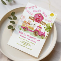 Pink girl Farm animals 4th birthday party