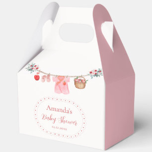 Pink Girl Floral Apple Clothesline Baby Shower Favor Box