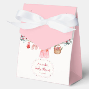 Pink Girl Flower Apple Clothesline Baby Shower Favor Box