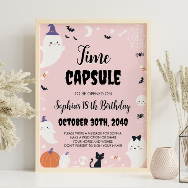 Pink Girl Ghost Birthday Time Capsule Sign (Creator Uploaded)
