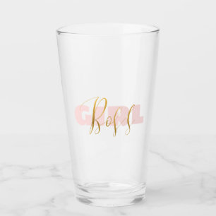 Pink Girl Gold Boss Glass