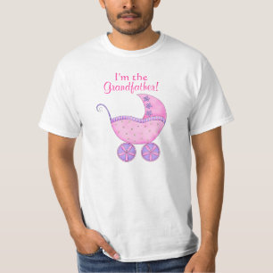 Pink Girl Grand Baby Buggy "I'm the Grandfather" T-Shirt