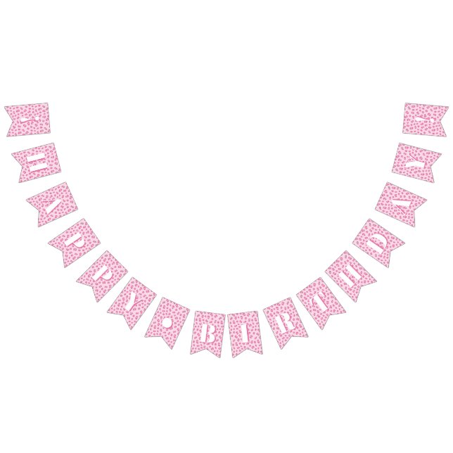 Pink Girl Happy Birthday Party  Bunting Flags (All)