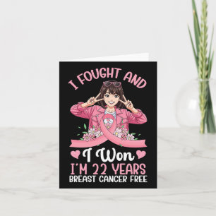 Pink Girl I Fought And I Won I'm 22 Years Breast C Card