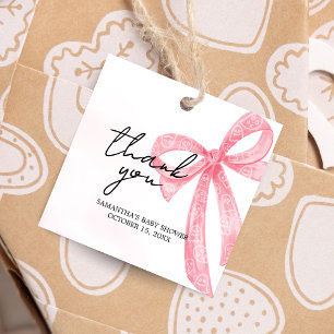 Pink Girl Little Boo Halloween Baby Shower Square Favour Tags