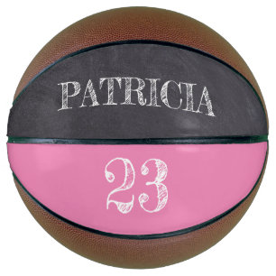 Pink Girl Name sport number Chalkboard etching Basketball