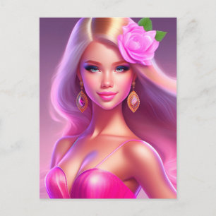 Pink Girl Postcard