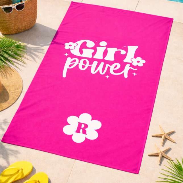 Pink Girl Power Monogram Beach Towel (Creator Uploaded)