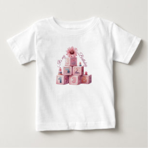 Pink Girl Rainbow Star Birthday Baby T-Shirt