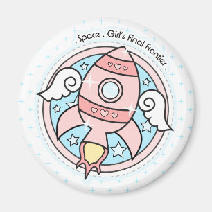 Pink Girl Rocketship Magnet
