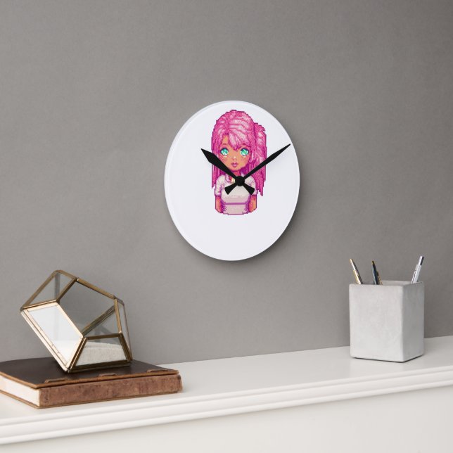 Pink girl   round clock (Office)