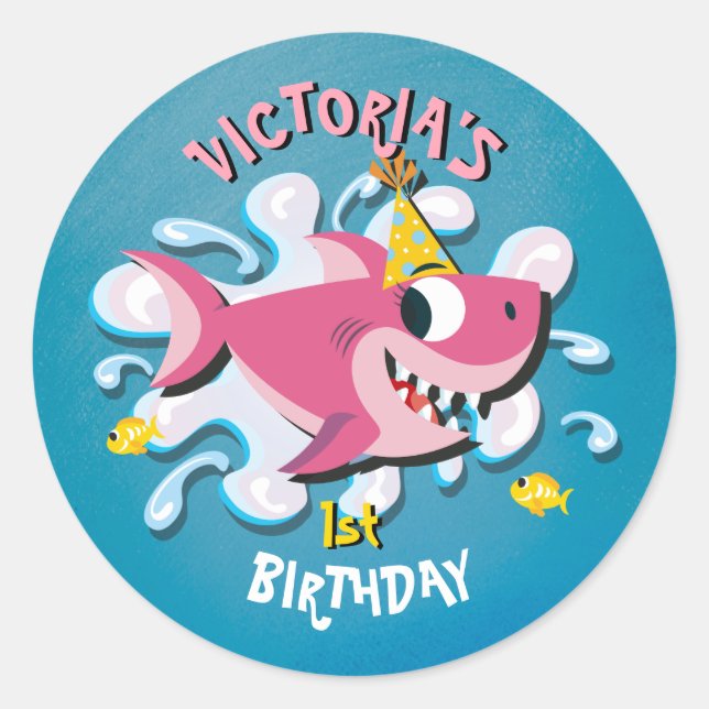Pink Girl Shark Baby stickers (Front)