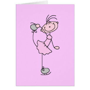 Pink Girl Stick Figure Ice Skater
