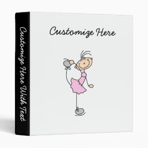 Pink Girl Stick Figure Ice Skater Binder