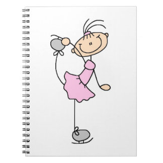 Pink Girl Stick Figure Ice Skater Notebook