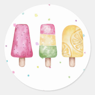 Pink Girl Summer Popsicle Birthday Envelope Seal