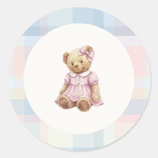 Pink Girl teddy bear sticker (Devant)